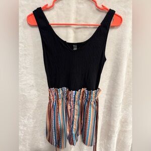 Black and Multicolor Striped Romper